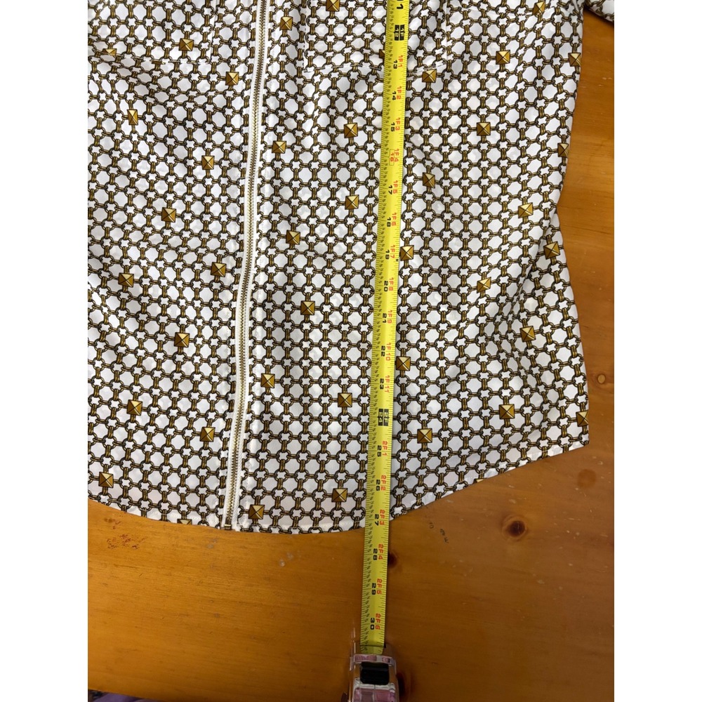 Michael Kors Womens Gold Chain Link Zip Front Roll Tab Blouse Top‎ Size 14 - Picture 8 of 8